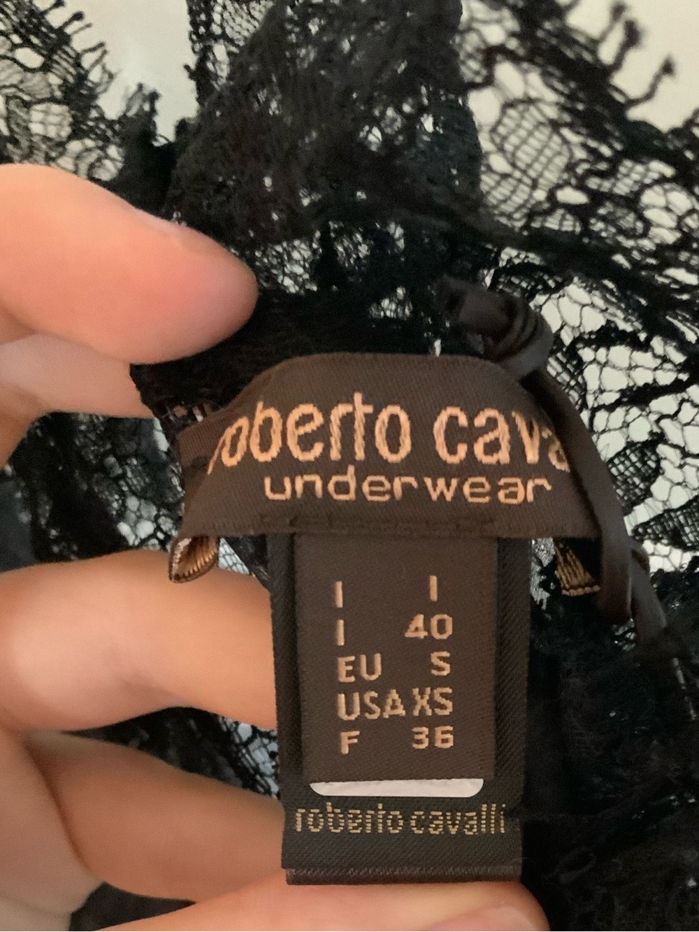 Vintage Roberto Cavalli Underwear Black Lace Sheer Slip Dress XS NWT - Picture 3 of 3